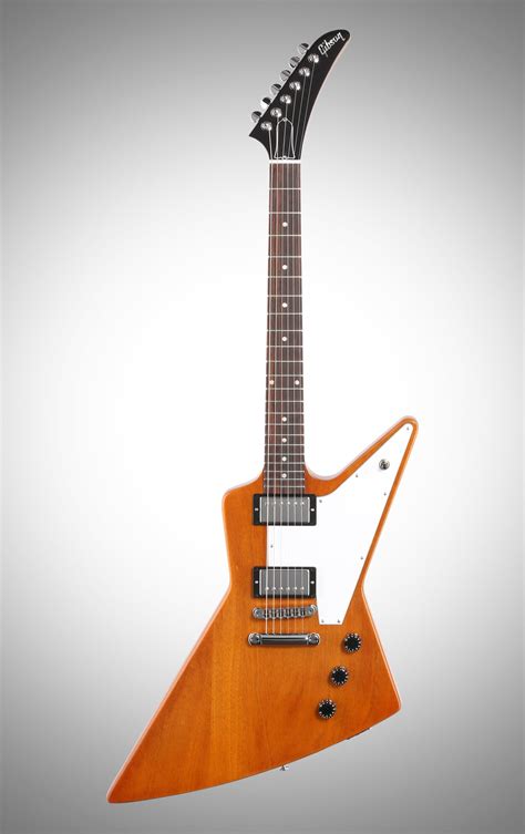 Guitar explorer - The Gibson Explorer electric guitar was first made in 1958 but became popular in the ’80s. It has a mahogany body and neck, two humbucker pickups, a slim neck …